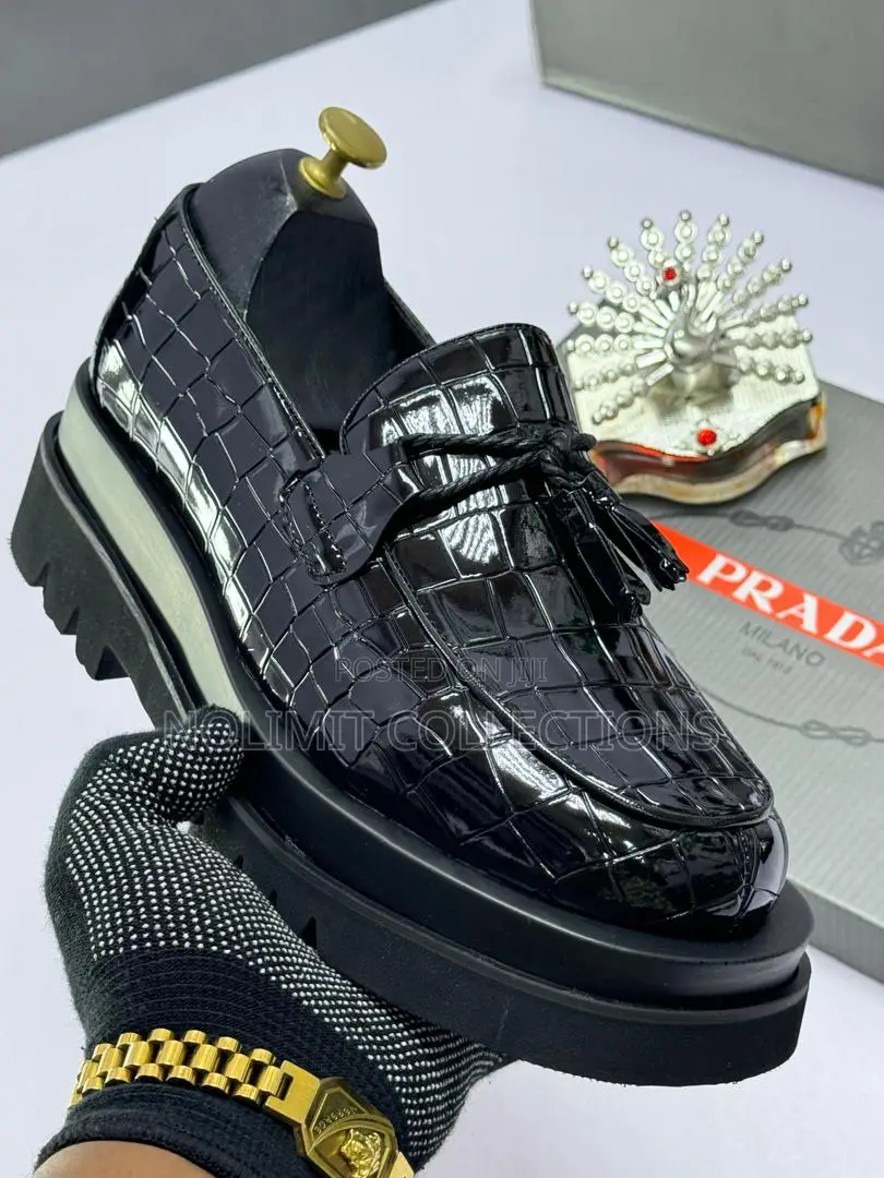 Prada Croc Leather Loafers