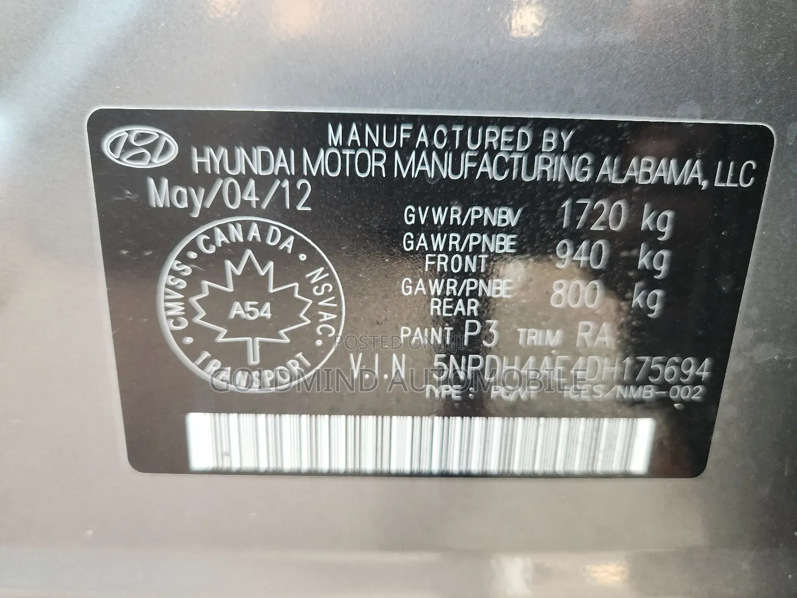 Hyundai Elantra GLS Automatic 2012 Gray
