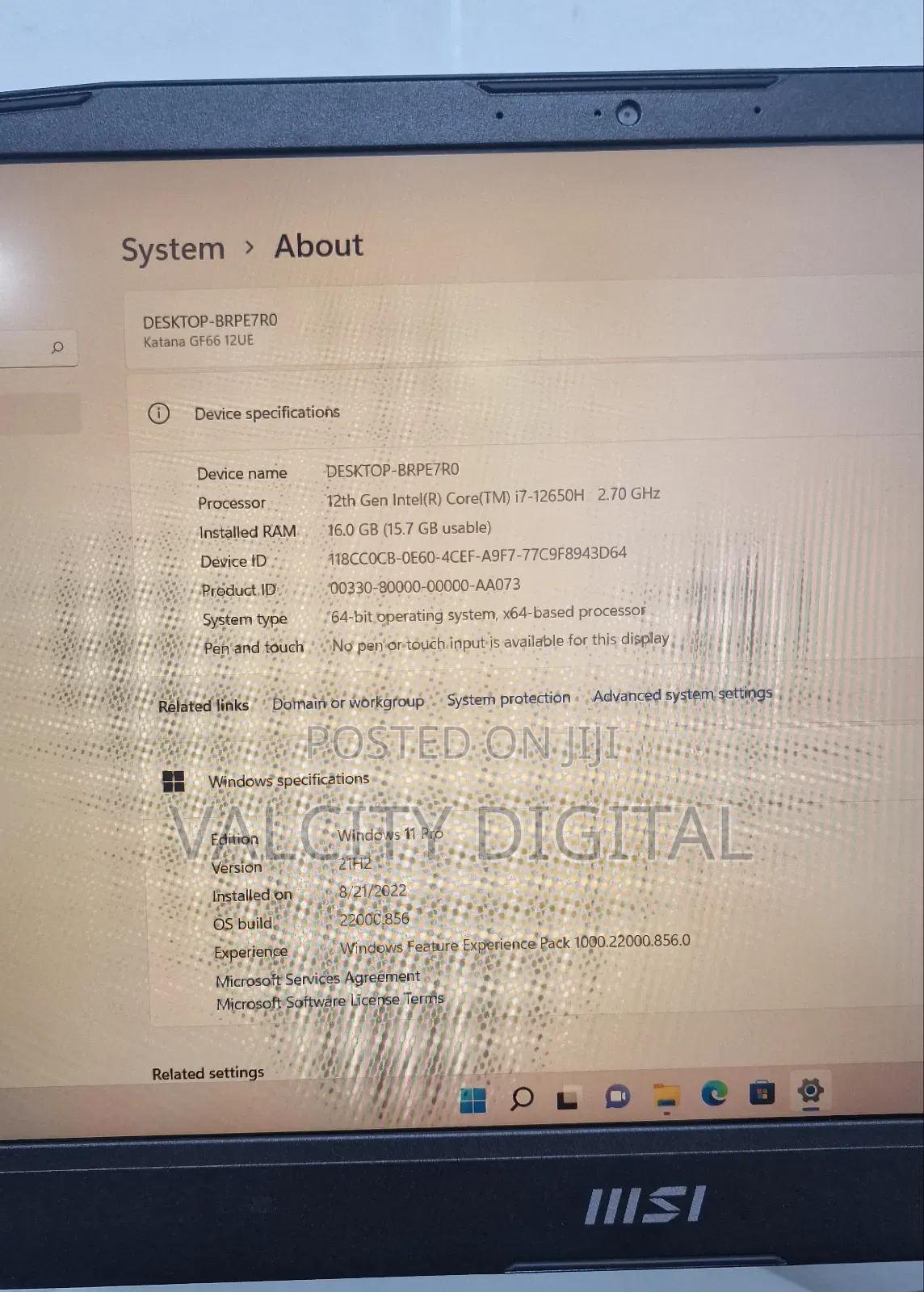 Laptop MSI Katana GF66 16GB Intel Core i7 SSD 512GB