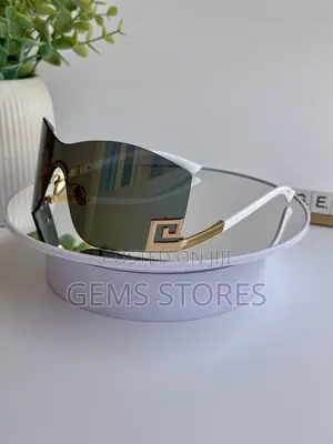 Bold White Gold Shield Sunglasses - Versace Style