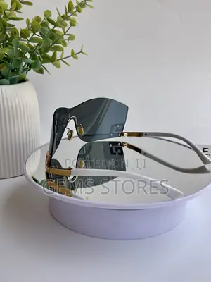Bold White Gold Shield Sunglasses - Versace Style