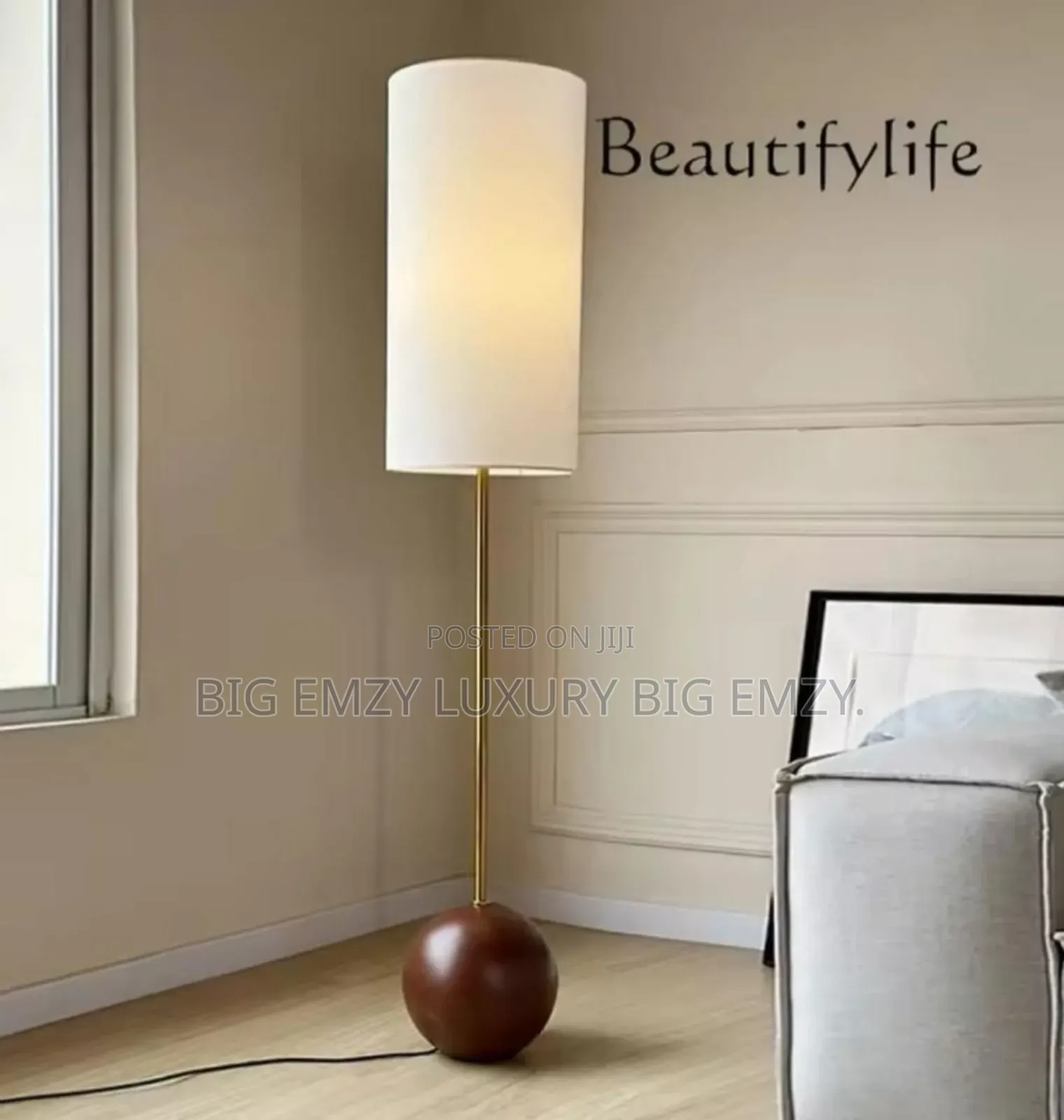 Orbis Wooden Sphere Floor Lamp.