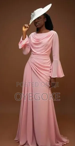 Elegant Draped Turquoise Maxi Gown With Flare Sleeves