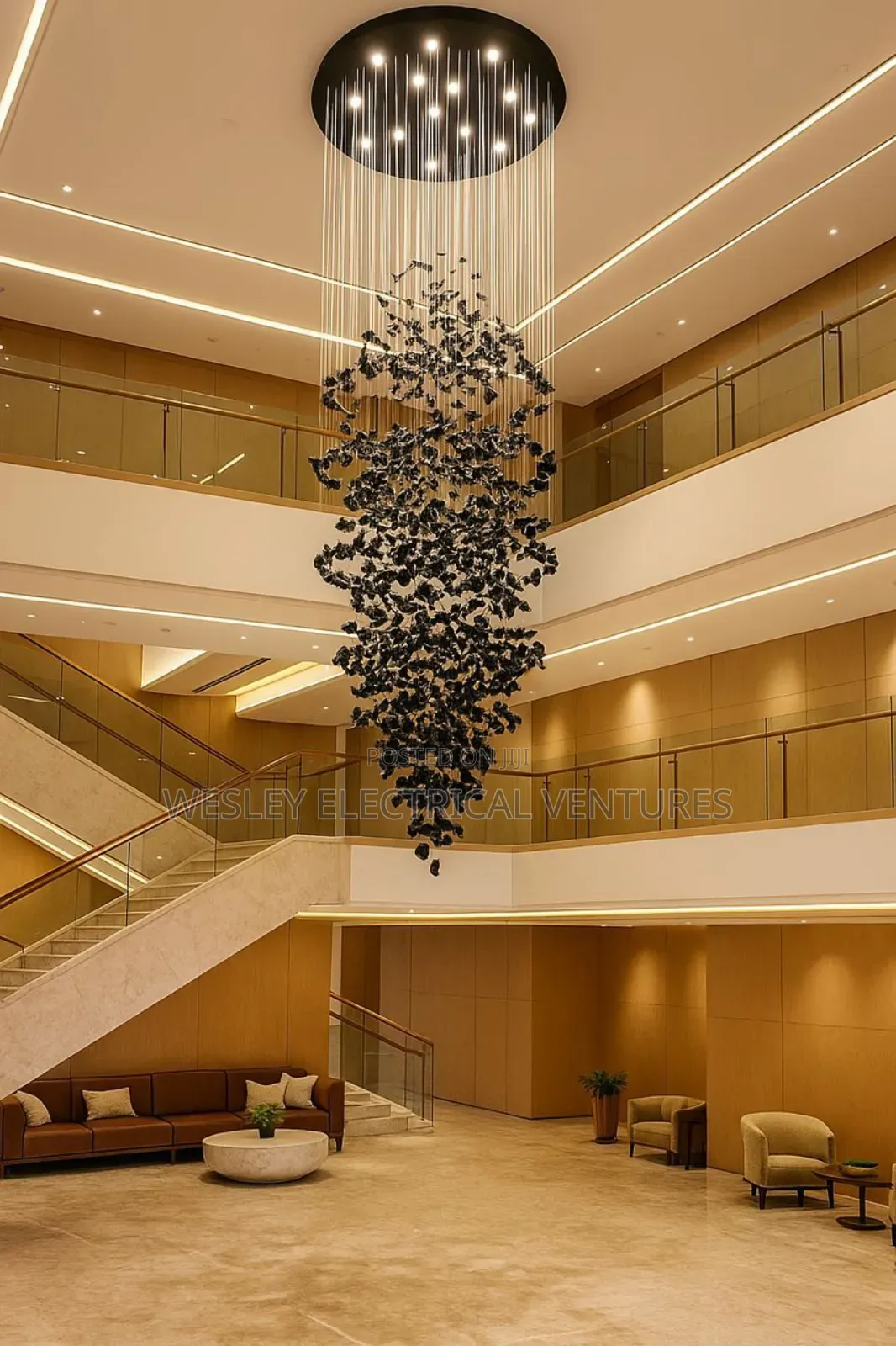 7ft Long Crystal Stones Chandelier Light