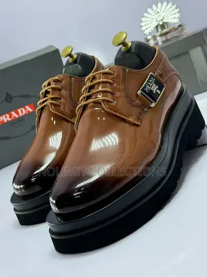 Classy Double Sole Prada Leather Derby Shoes