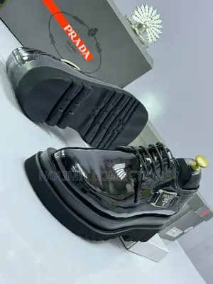 Classy Double Sole Prada Leather Derby Shoes