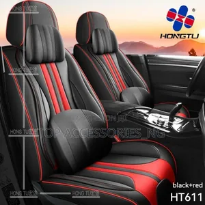 Quality Wave Black and Red Leather Car Seat Cover