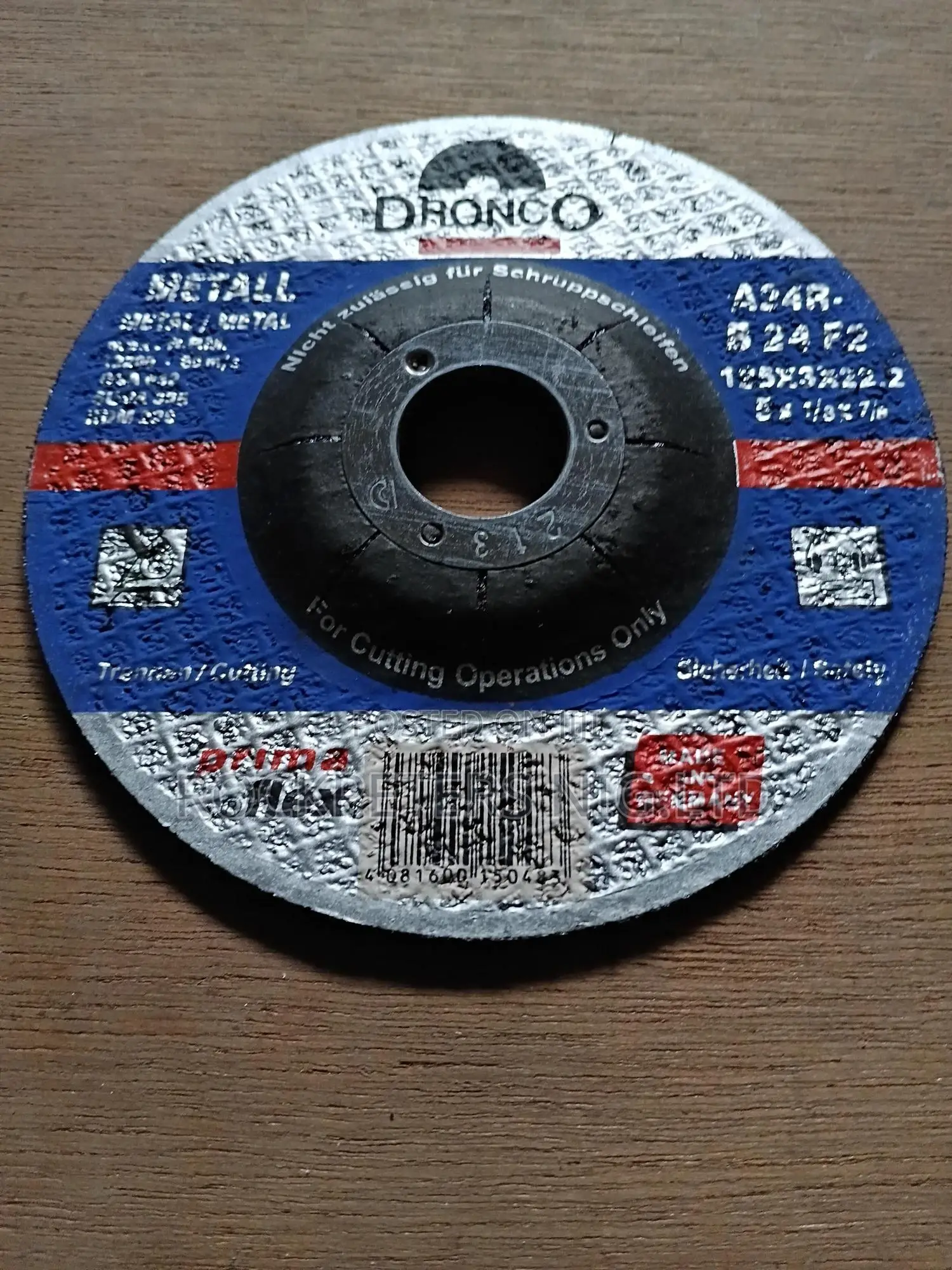 Dronco 125 X 3 X 22.2mm Cutting Disc 5"