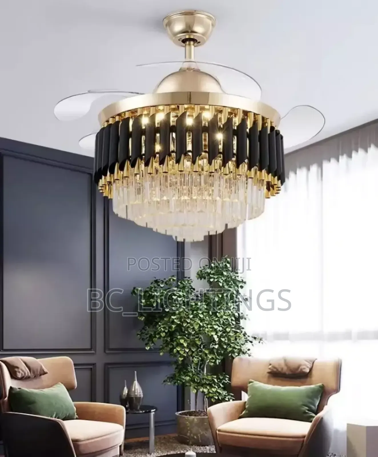 Crystal Fan Chandelier Light With Remote And Mp3
