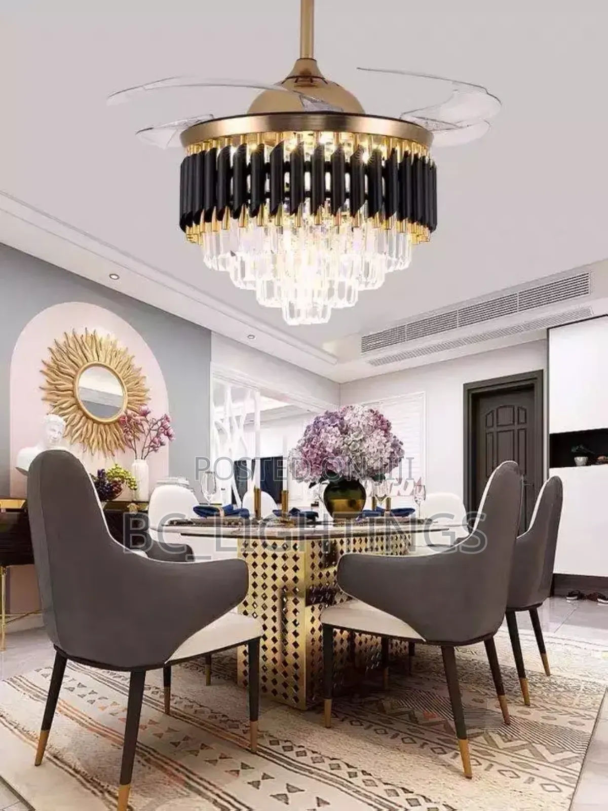 Crystal Fan Chandelier Light With Remote And Mp3