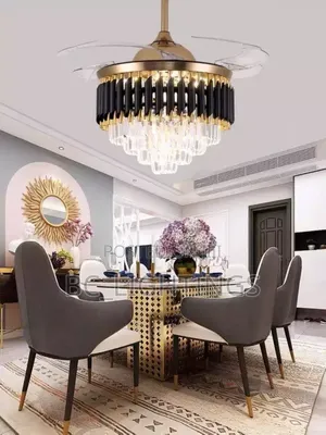 Crystal Fan Chandelier Light With Remote And Mp3