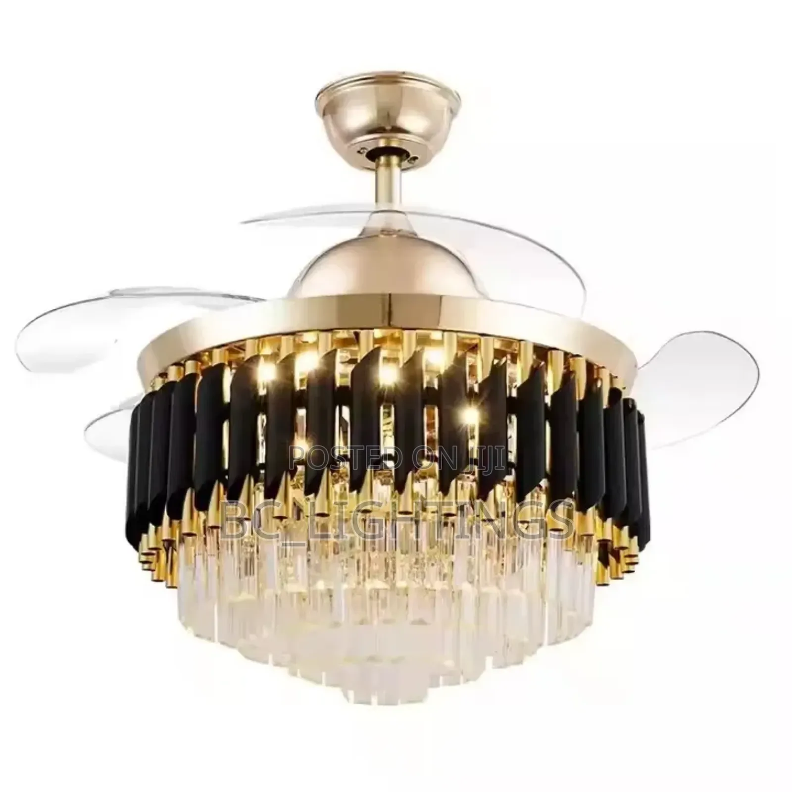 Crystal Fan Chandelier Light With Remote And Mp3