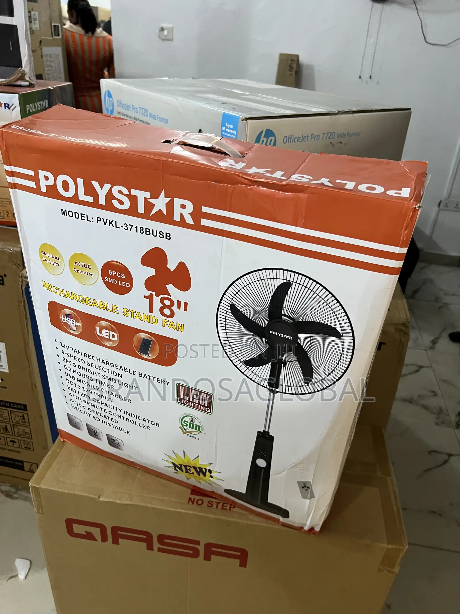 PVKL-1878busb Polystar Rechargeable Fan | High Runtime