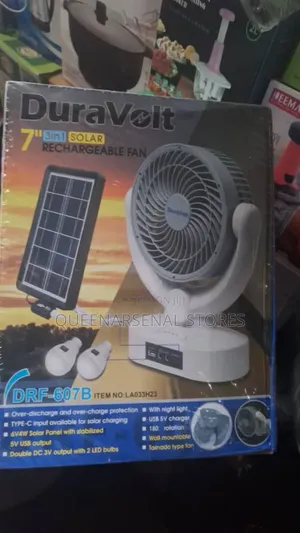 7" 3in1 Solar Rechargeable Fan