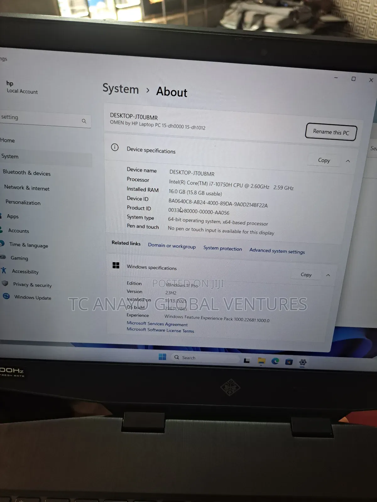 Laptop HP Omen 15 16GB Intel Core I7 SSD 512GB