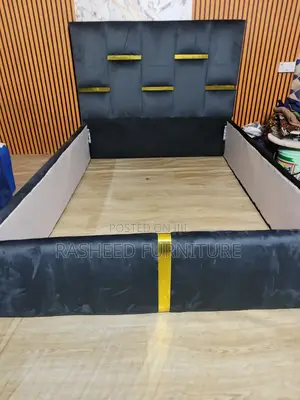 Modern 4 and Half by 6 Bed Frame With Gold Accents