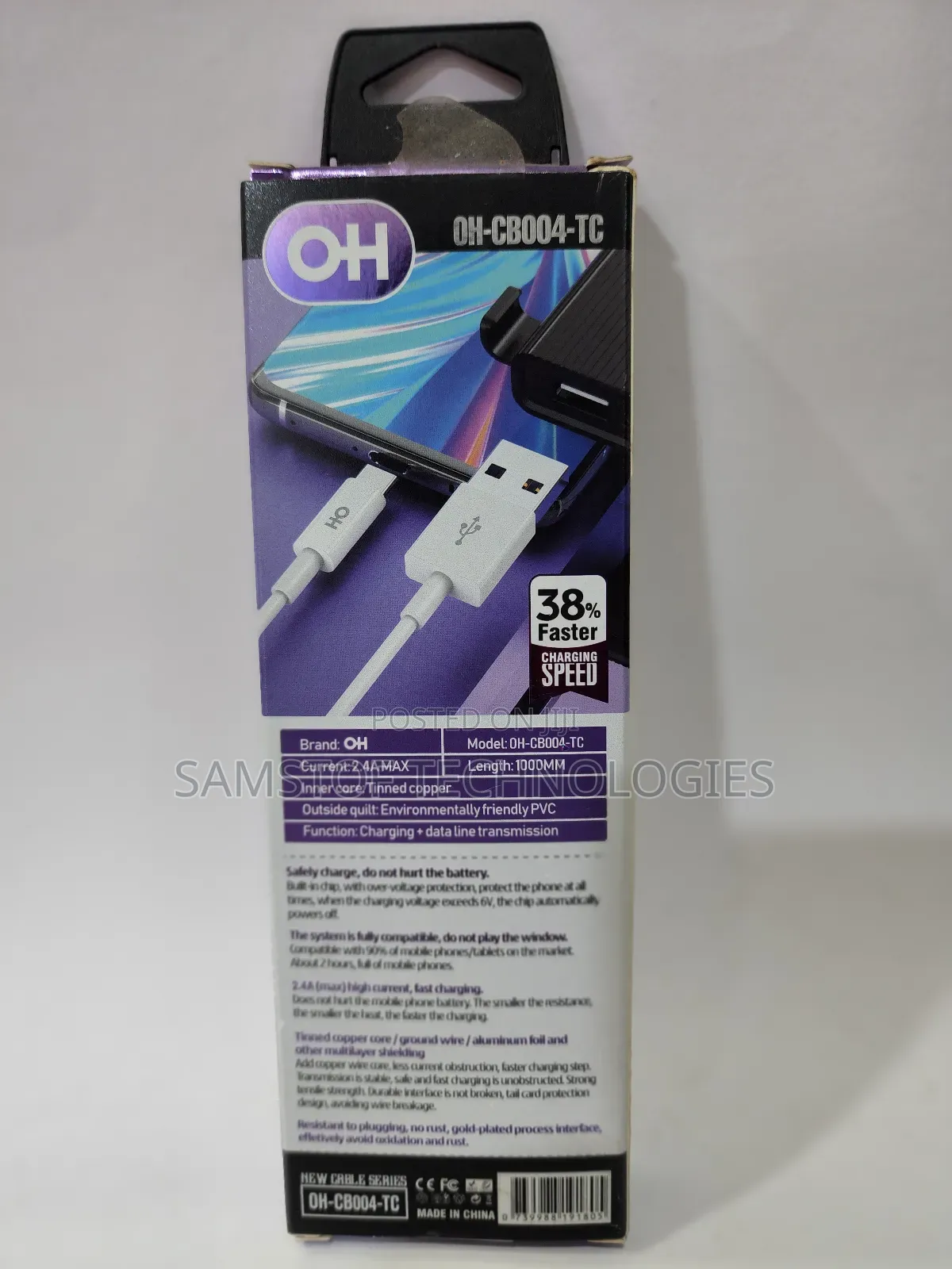Oh Mobility Fast Charge Type-C Data Cable 18w Model Oh-Cb004-Tc