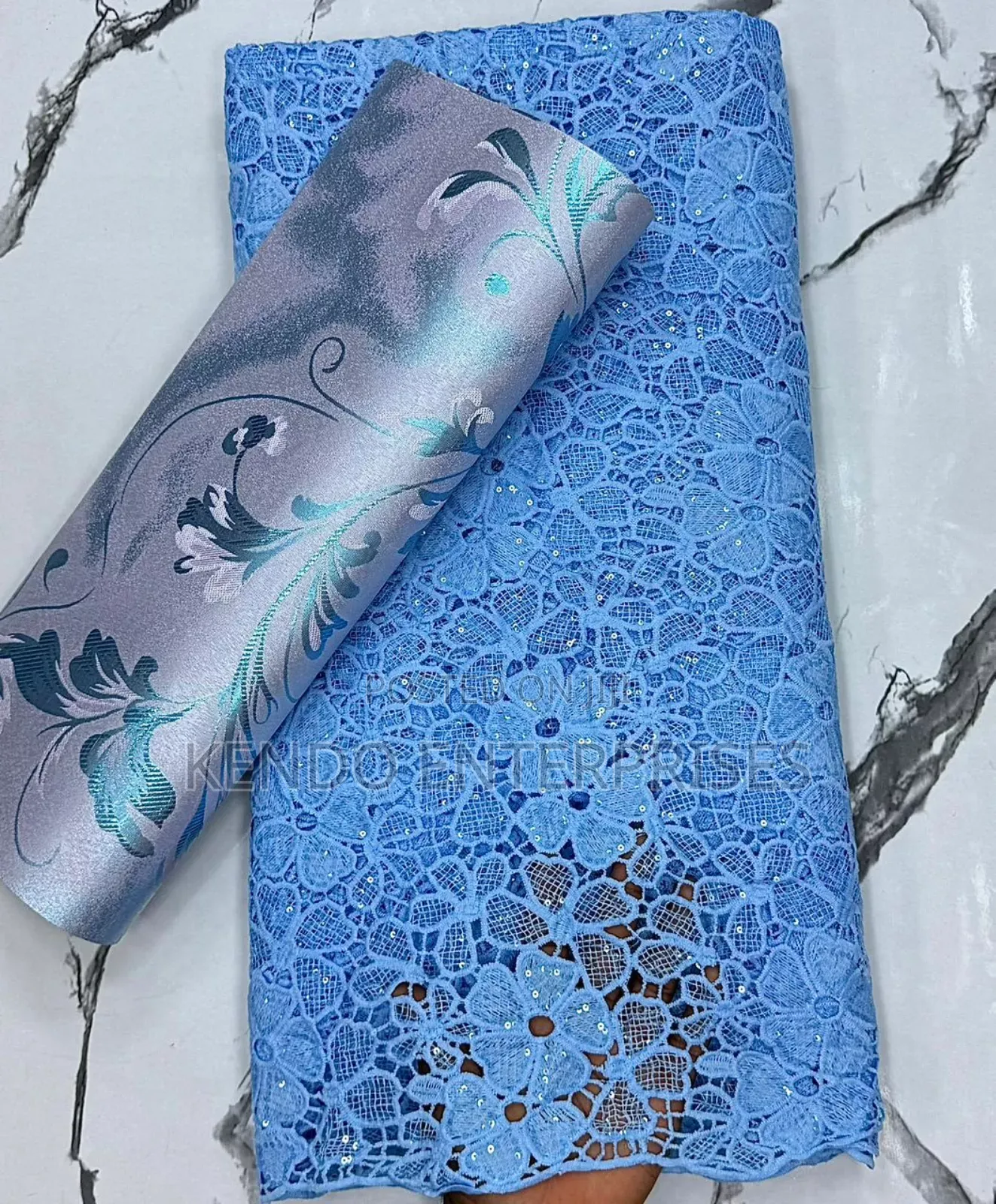 Blue N Green Tissue Cord Lace