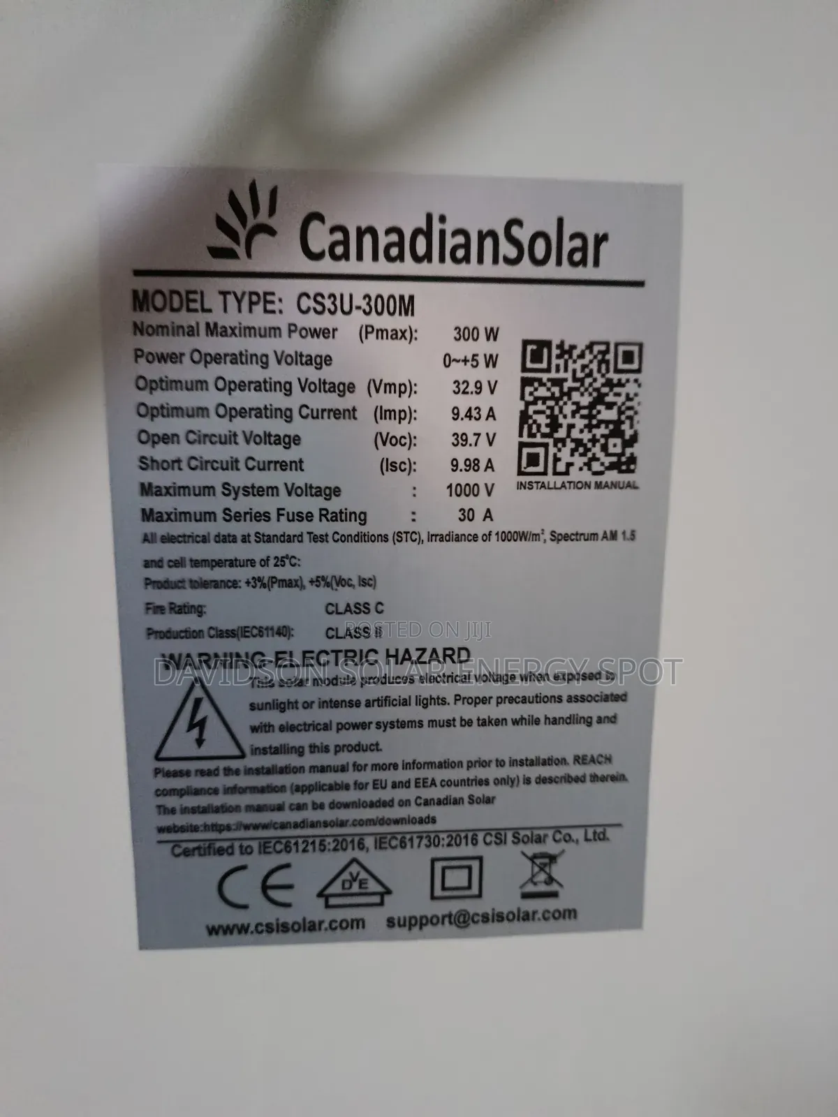 300watt Canadian Solar Panel