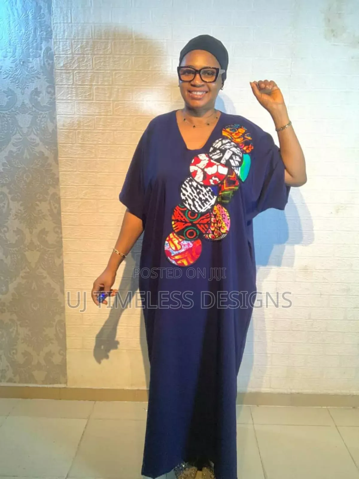Long Crep Gown Patterned With Ankara Fabric
