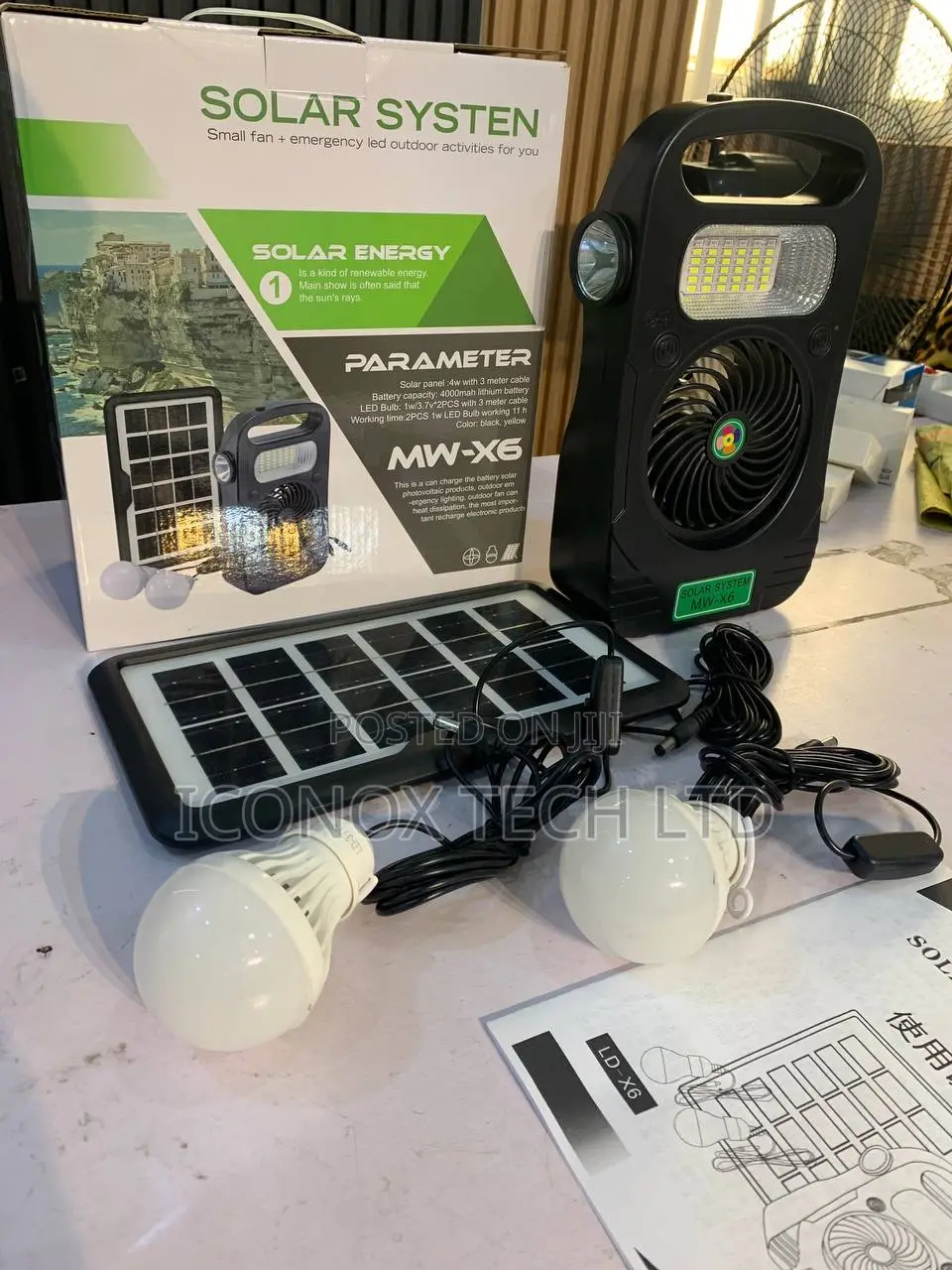 Portable Traveling Solar System Mw-X6" Solar Lighting and Power Kit