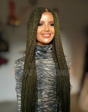 Green Middle Part Twist Wig