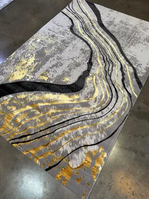 Soft Pile Design Instanbu Unique Gold Colour and Grey Underfoot Rug