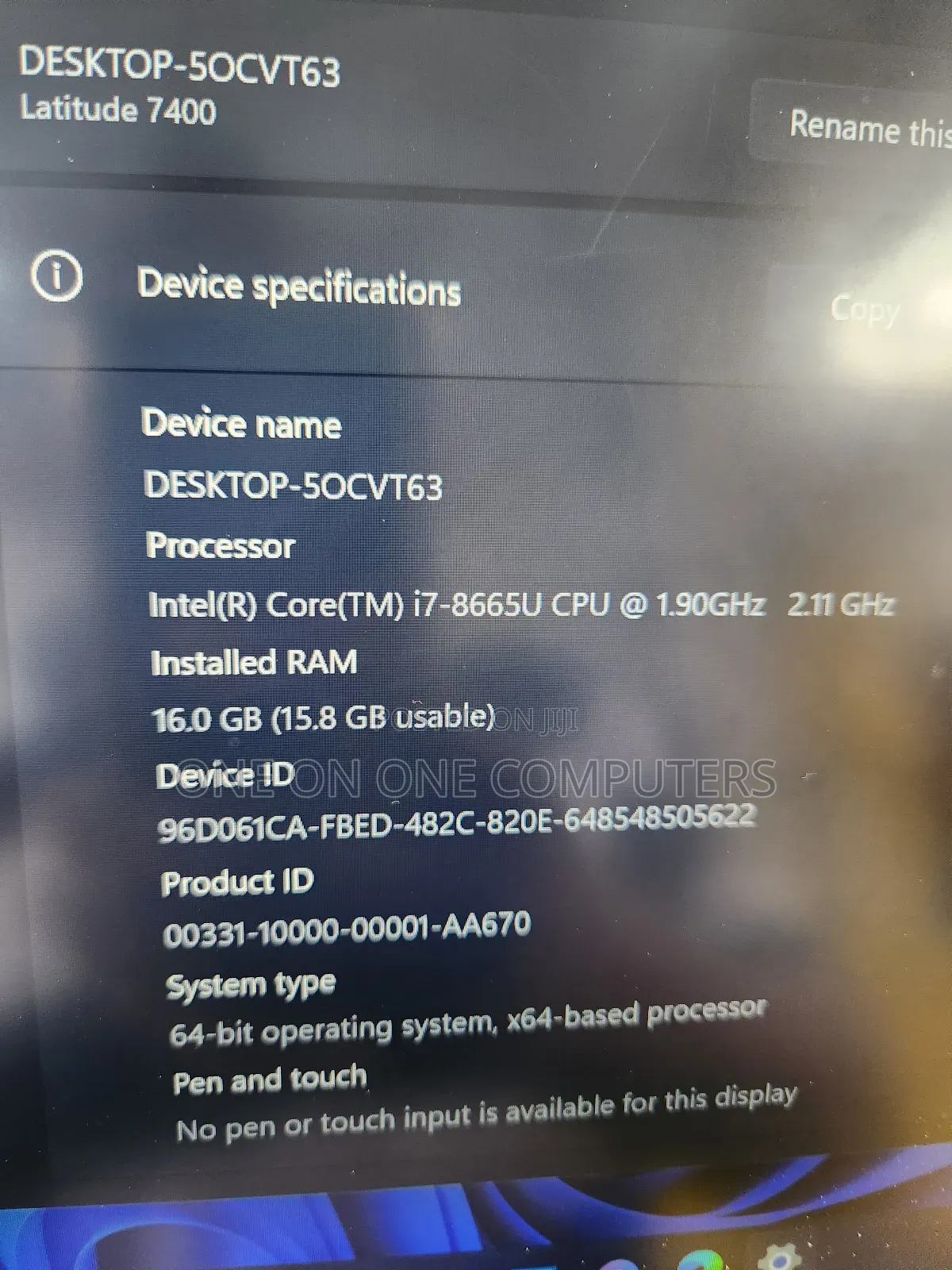 Laptop Dell Latitude 7400 16GB Intel Core I7 SSD 256GB