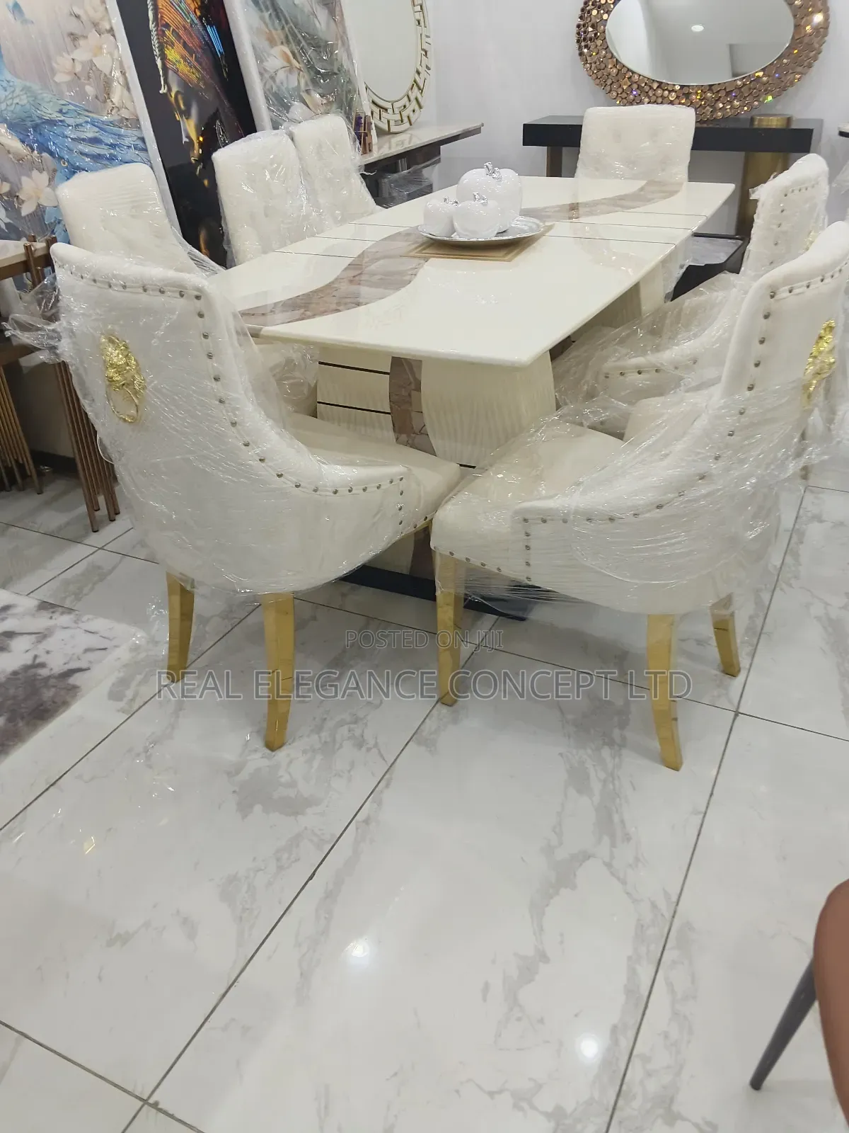 Luxury Chair and Marble Table Set