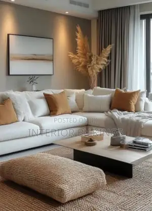 L-Shaped Luxury Sofa + Luxurious Center Table Can Come in Colors