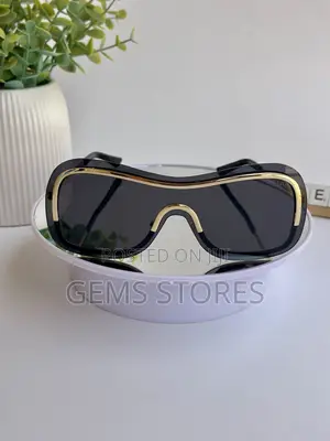 Cutting-Edge Prada Black Gold Visor Sunglasses - Luxury Style Ui