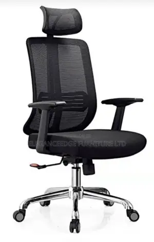 Black Ergonomic Office Chair With Adjustable Arms and a Chrome Legs
