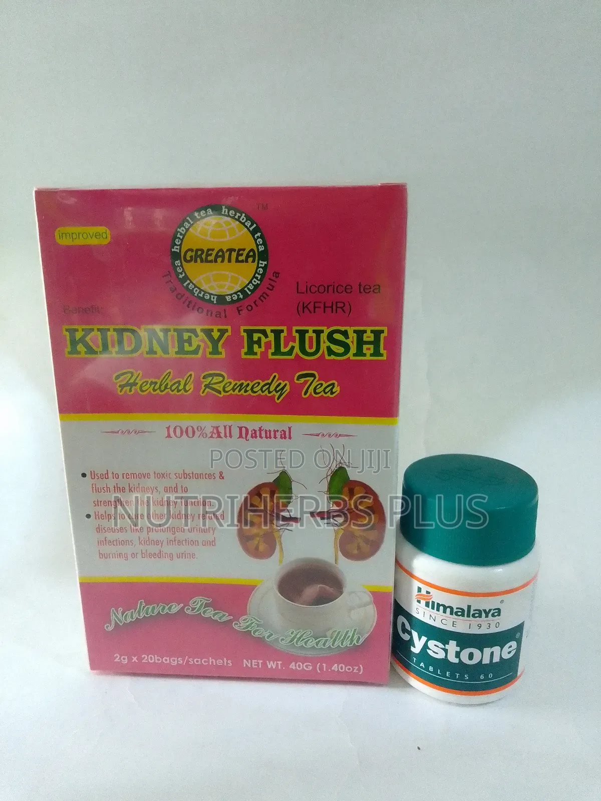 Kidney Flush Herbal Remedy Tea+ Himalaya Cystone Tablets