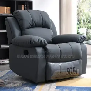 Modern Reclining Single Black Leather Sofa Chair