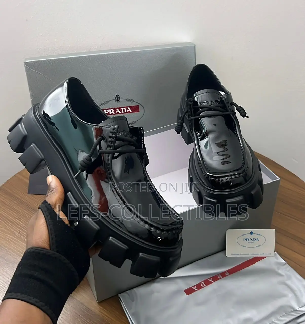 Top Leather Prada Unisex Boot