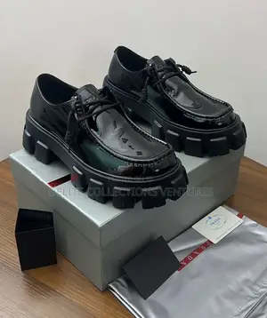 *Prada Monolith Brushed White Patent Leather Chunky Sneakers
