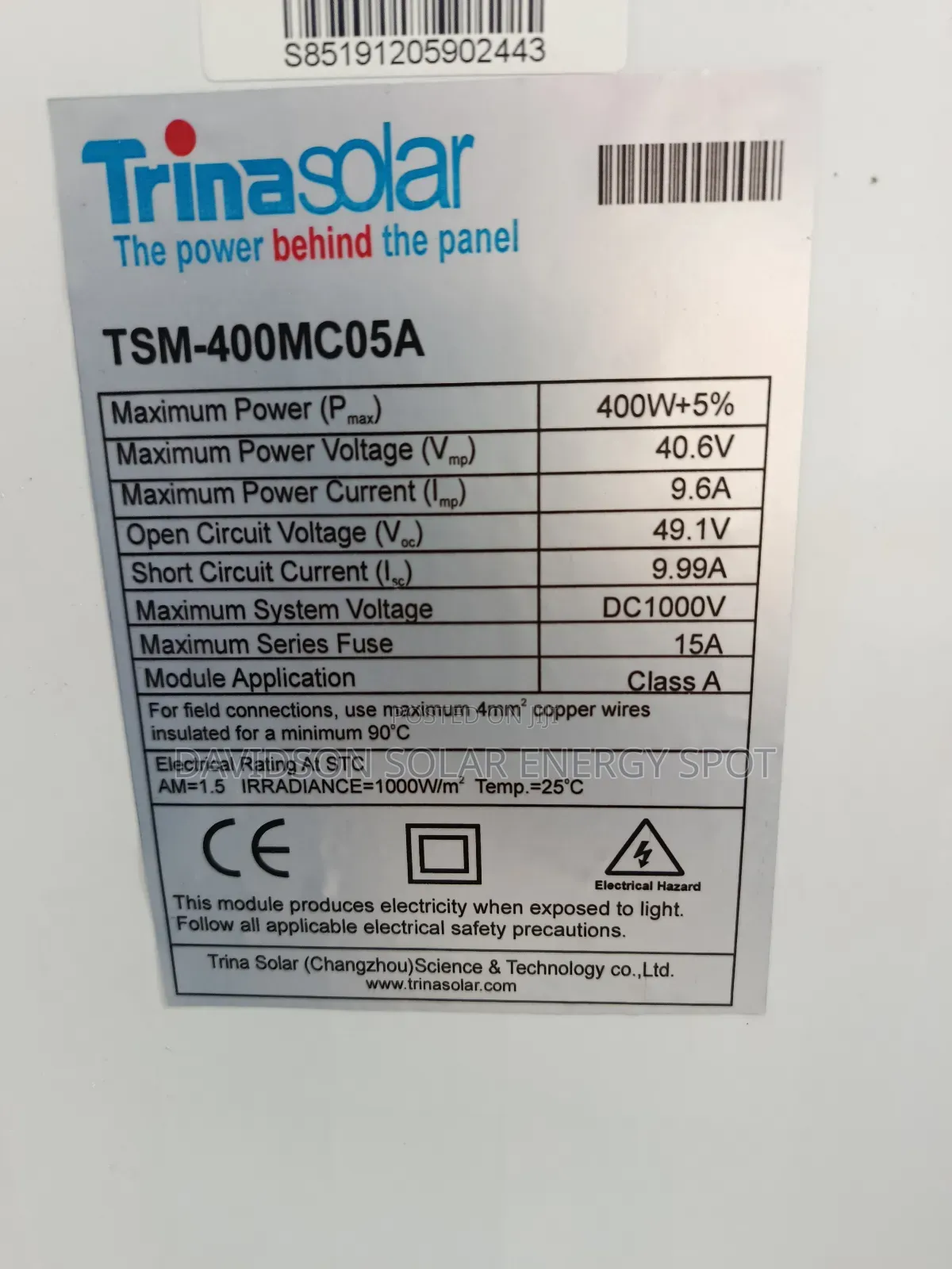 400watt Trina Solar Panel