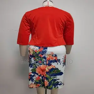 3 in 1 Ladies Dress Suit Jacket+Printed Dress