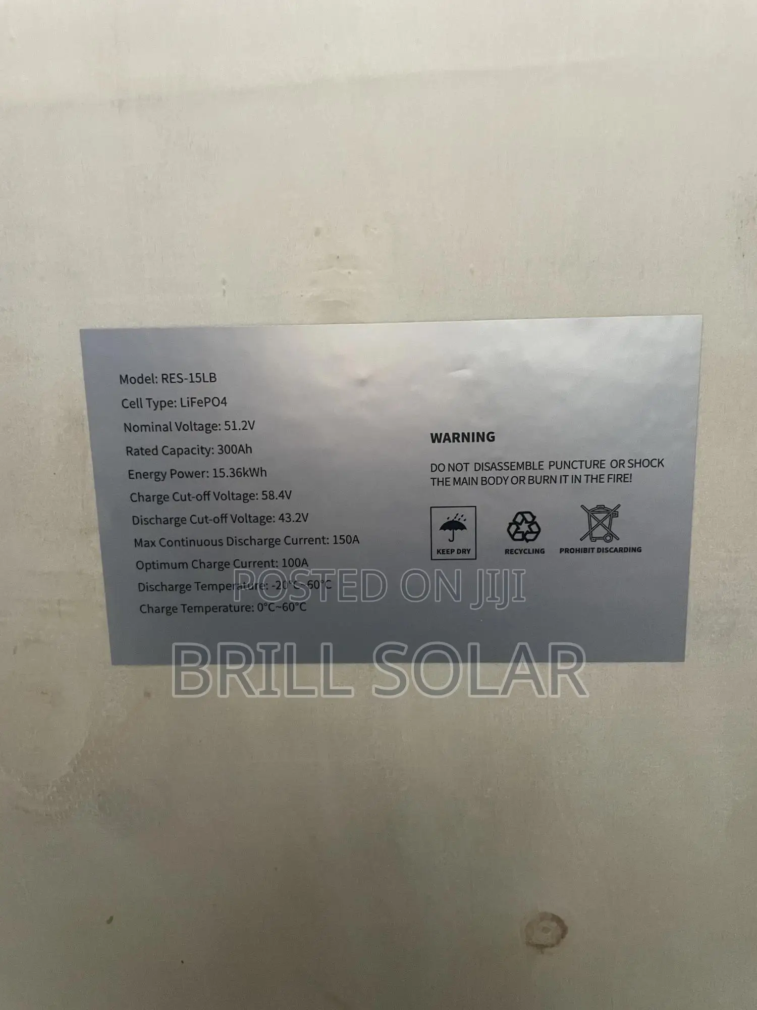15kwh, 51.2v Hyper Power Solar Lithium Battery (Res-15lb)