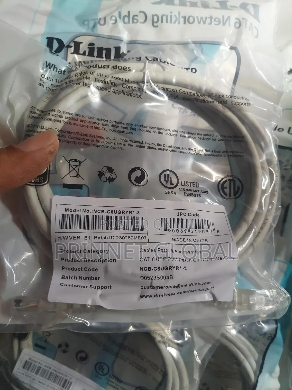 D-Link Cat6 Patch Cord 3 Meters