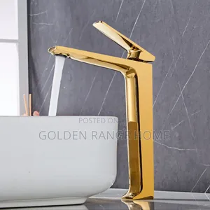 Long Gold Basin Mixer Faucet