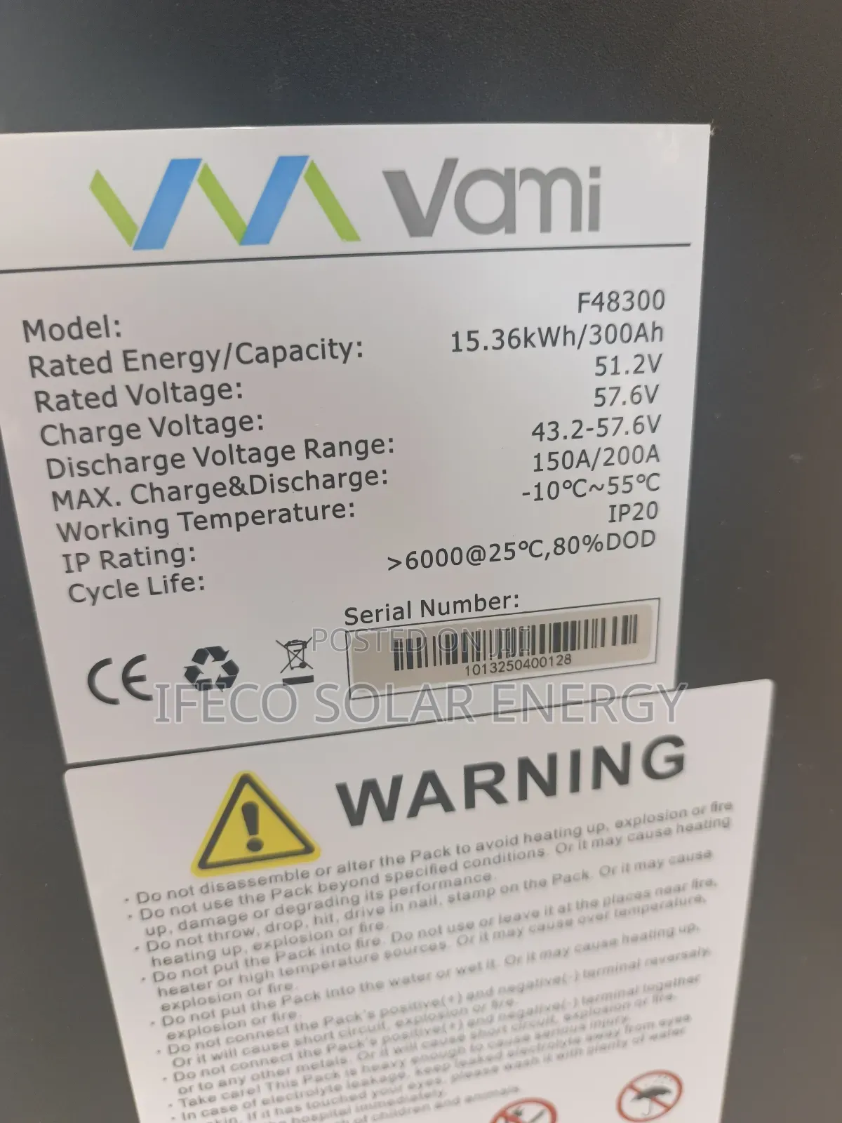 Vami Lithium Ion Battery 15kwh 48v