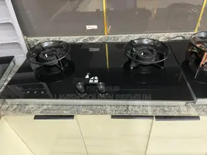 Black Tempered Glass Built-in Gas Hob With Two Burners.