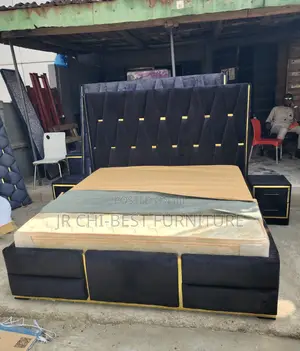 Padded 6 by 6 Living Room HDF Upholstery Bedframe With Two Drawers