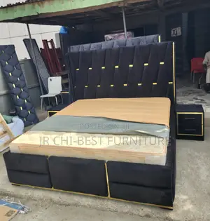 Precisely Detailed 6 by 6 Wooden Upholstery HDF Bedframe With Drawers