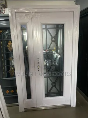 1.2m White Glass Entrance Door
