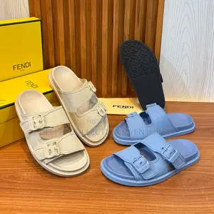 *Fendi - Buckle Ff Jacquard Fabric Sandals Leather Slides