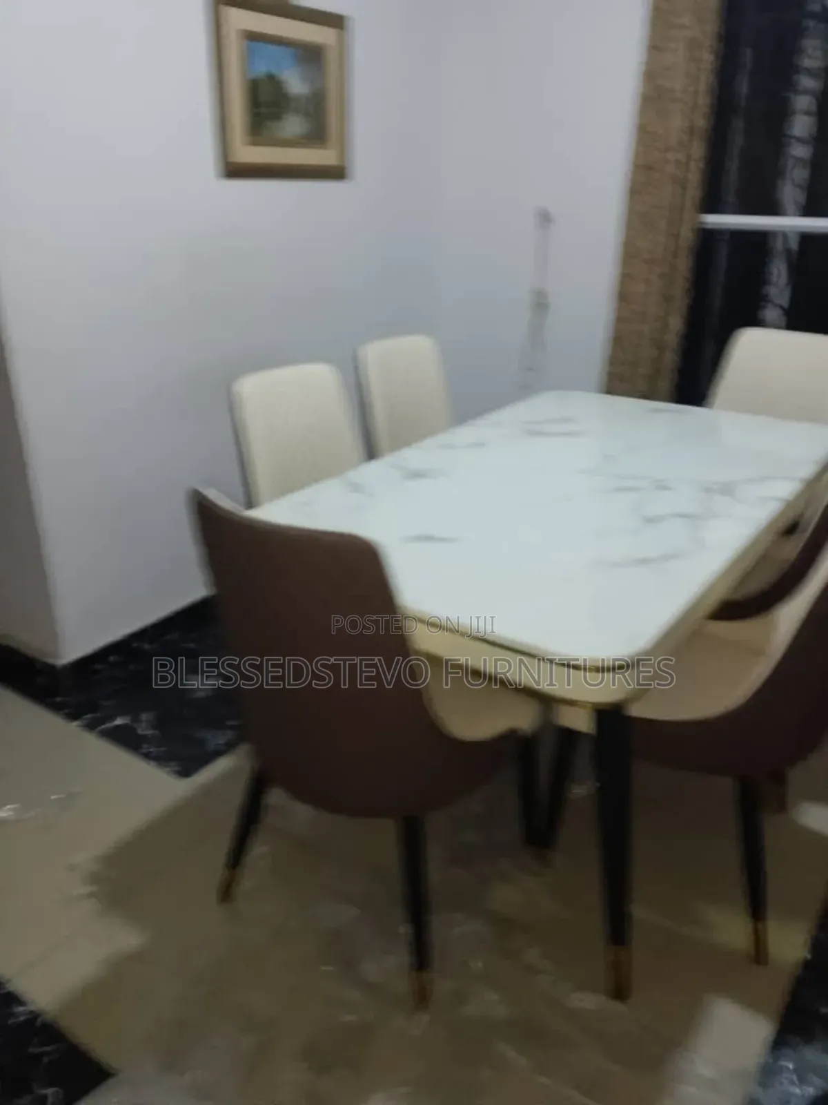 Brown Marble Dining Table With 6 Chairs