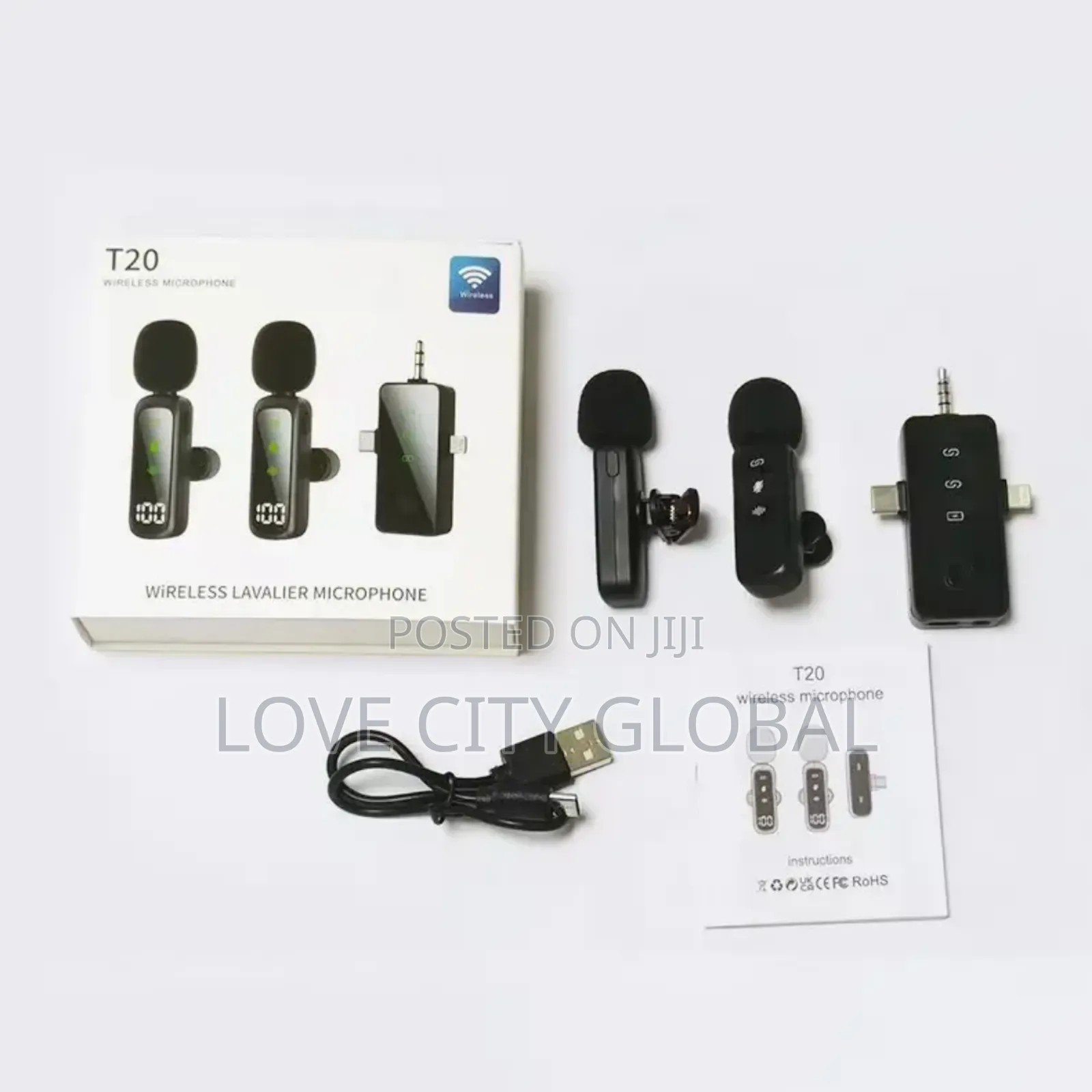 T20 Dual Anc Wireless Microphone Led Display for iPhone,Type C, Camera