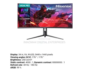 Hisense 34-inch Curve 3440x1440p Ultrawide 180hz,1ms,Gaming Monitor